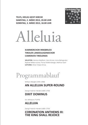 Programmablauf - Kammerchor Innsbruck