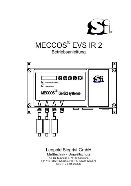 Bedienungsanleitung EVS IR2 - Leopold Siegrist GmbH