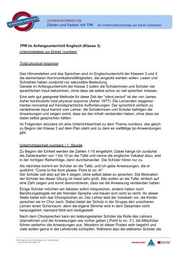 TPR im Anfangsunterricht Englisch (Klasse 3) - Grundschule Englisch