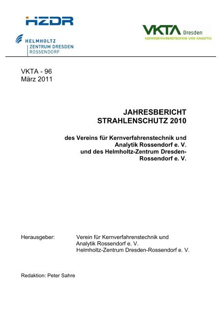Jahresbericht Strahlenschutz - VKTA