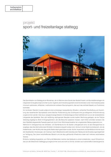 projekt sport- und freizeitanlage stattegg - Hohensinn Architektur