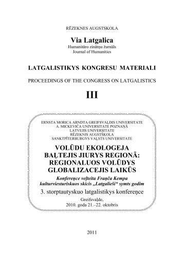 Latgalistikys kongresu materiali, III. 2011. - Latvijas Universitāte