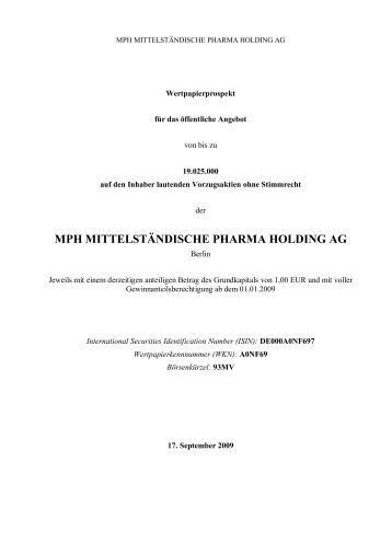 MPH MITTELSTÄNDISCHE PHARMA HOLDING AG