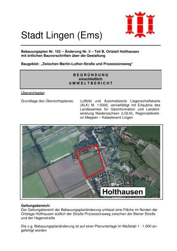 Begründung einschließlich Umweltbericht - Stadt Lingen