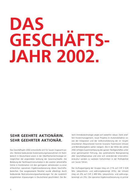 DER GESCHÄFTSBERICHT 2002. - Oerlikon Barmag