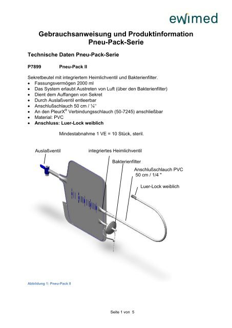 Gebrauchsanweisung und Produktinformation Pneu-Pack ... - Ewimed