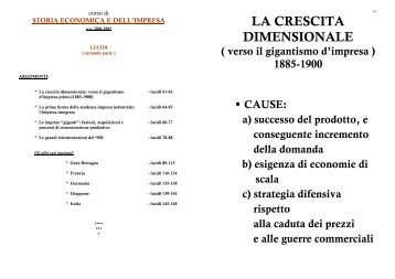 LA CRESCITA DIMENSIONALE - Centro Studi Ettore Luccini