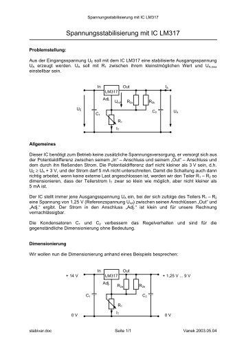 Spannungsstabilisierung mit IC LM317