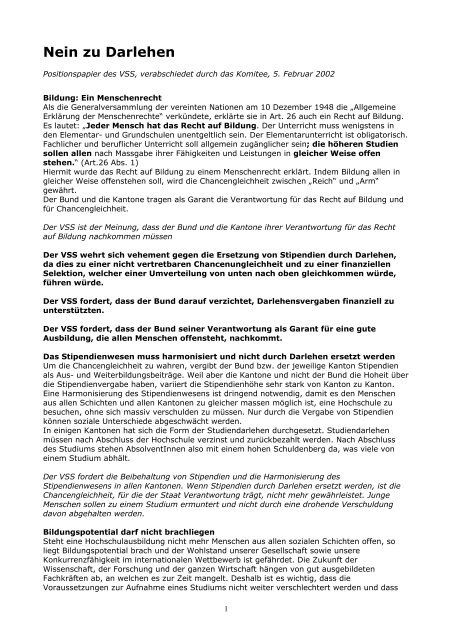Stellungnahme als pdf - VSS-UNES-USU