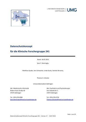 Datenschutzkonzept - Clinical Research Group 241