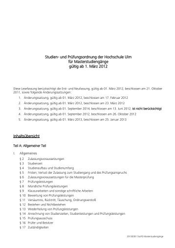 Studien- und Prüfungsordnung der Fachhochschule - Hochschule Ulm