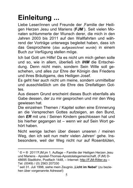 Ein Wegweiser - Br.Thomas-Apostolats