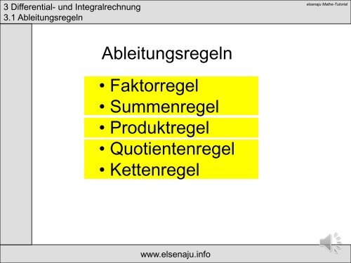 Ableitungsregeln • Faktorregel • Summenregel • Produktregel ...