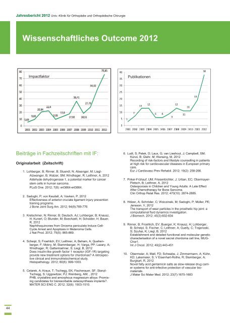 Jahresbericht 2012.pdf - Universitätsklinik für Orthopädie und ...