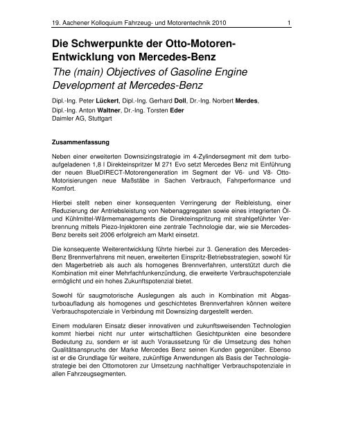 Entwicklung von Mercedes-Benz The - Aachener Kolloquium