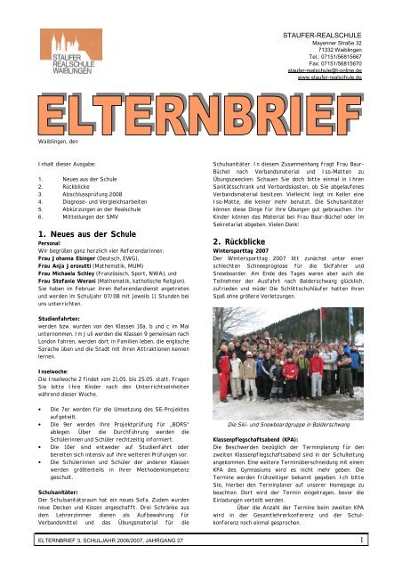 Elternbrief 3 2006/07 - Staufer Realschule