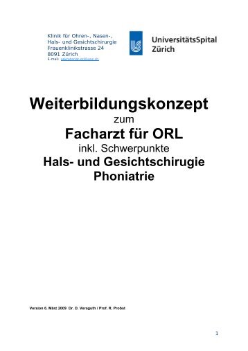 USZ-Weiterbildungskonzept - Schweizerischen Gesellschaft für Oto ...