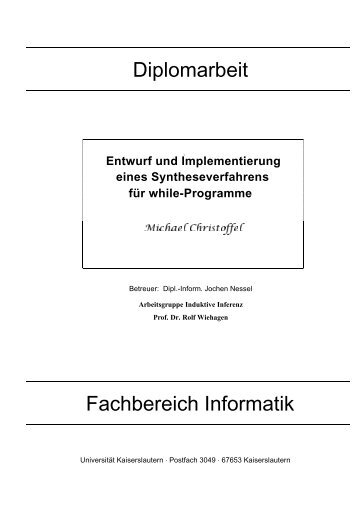 Diplomarbeit Fachbereich Informatik