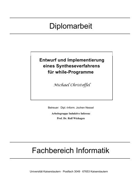 Diplomarbeit Fachbereich Informatik