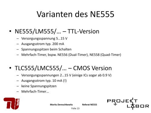 Timer-IC NE555 - Projektlabor