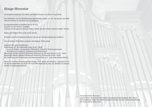Eintritt frei – Kollekte - Musikverein Harmonie Wädenswil