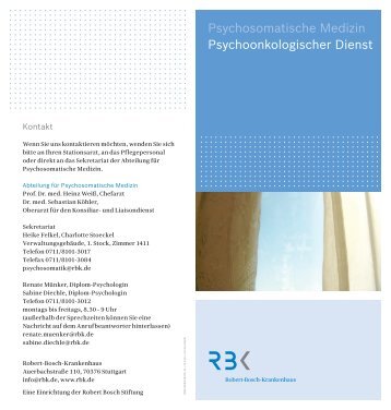 Psychoonkologischer Dienst Psychosomatische Medizin