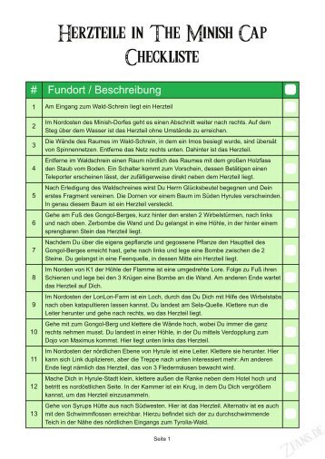 Herzteile in The Minish Cap Checkliste - ZFans