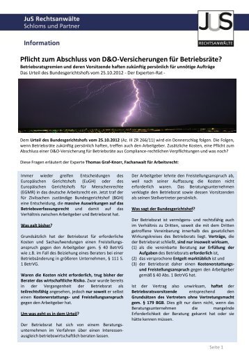 Pflicht Zum Abschluss Von D O Versicherungen Fur Betriebsrate