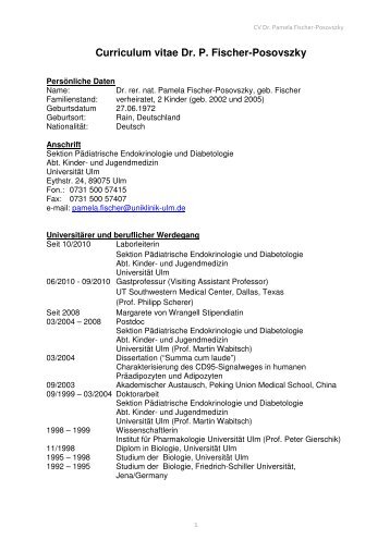 Curriculum vitae Dr. P. Fischer-Posovszky - Adipositasforschung ...
