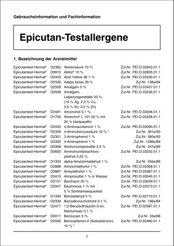 Epicutan-Testallergene - Hautstadt.de