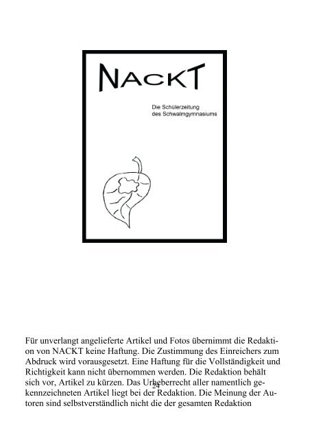 NACKT Ausgabe#2, März 2006 - Schwalmgymnasium Treysa