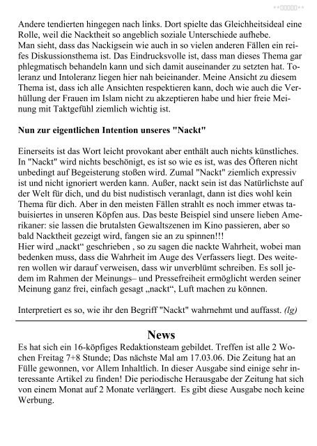 NACKT Ausgabe#2, März 2006 - Schwalmgymnasium Treysa