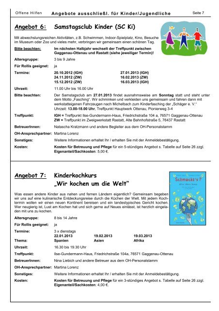 Kurs– und Freizeitprogramm der Offenen Hilfen Angebote des ...