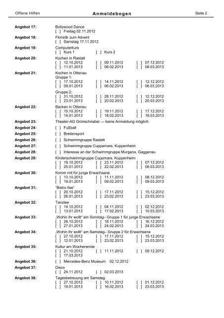 Kurs– und Freizeitprogramm der Offenen Hilfen Angebote des ...