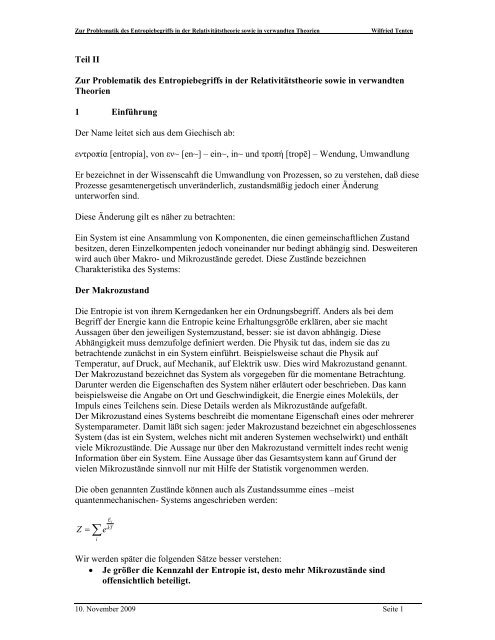 Teil II Zur Problematik des Entropiebegriffs in der Relativitätstheorie ...