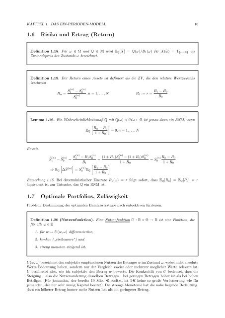 Finanzmathematik 1: Diskrete Modelle - Reinhold Kainhofer