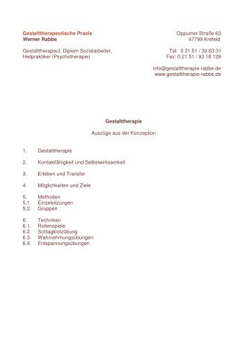 Gestalttherapeutische Praxis Oppumer Straße 63 Werner Rabbe ...
