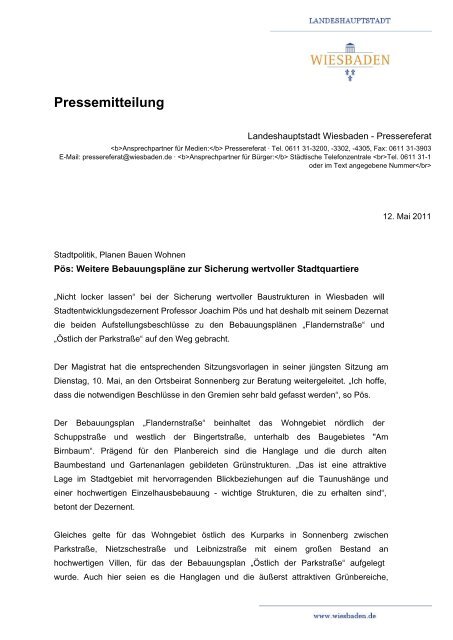 ein Pressebericht der Stadt Wiesbaden