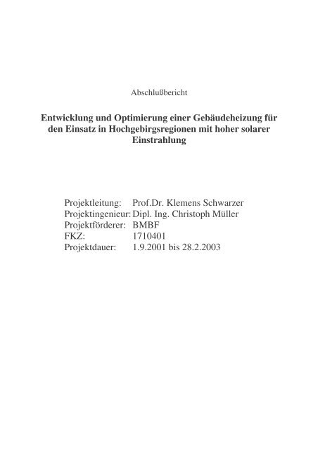 Entwicklung und Optimierung einer Gebäudeheizung ... - Hc-solar.de