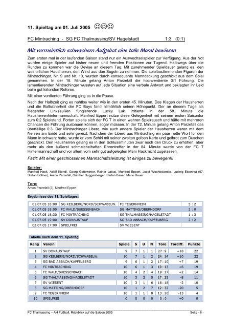 zum Saisonrückblick 2005 - FC Thalmassing