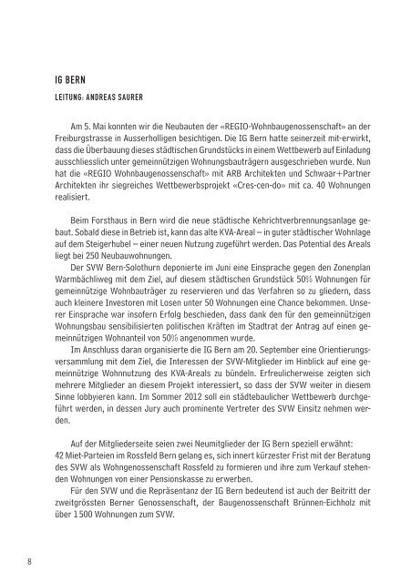 SVW Jahresbericht 2011 - Regionalverband Bern-Solothurn