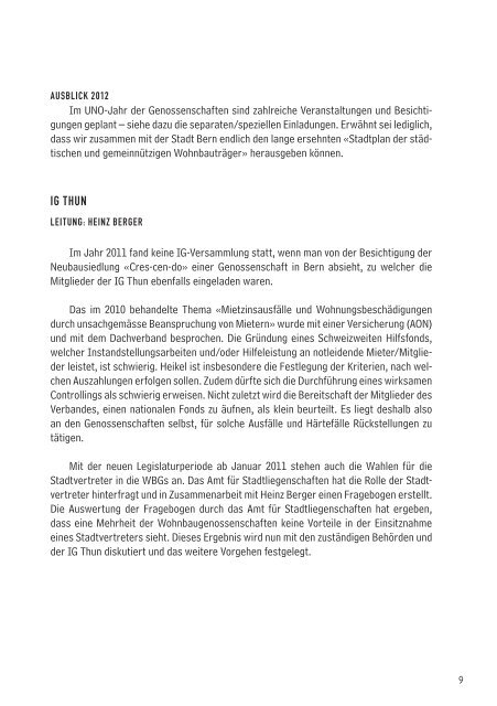 SVW Jahresbericht 2011 - Regionalverband Bern-Solothurn