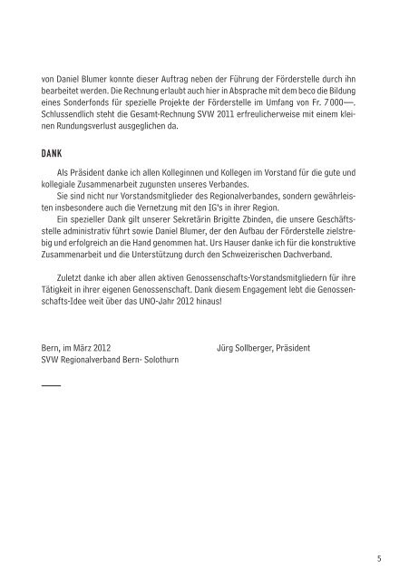 SVW Jahresbericht 2011 - Regionalverband Bern-Solothurn