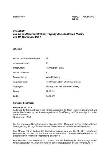 StR Protokoll 19.12.2011 - Kreisstadt Niesky