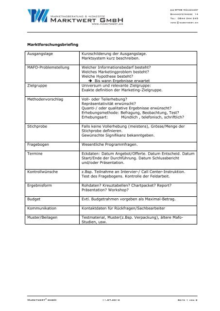 MaFo-Briefing - Marktwert GmbH