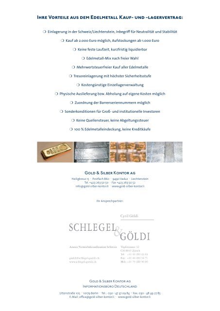 Gold & Silber im Zollfreilager - Schlegel & Goeldi - Home