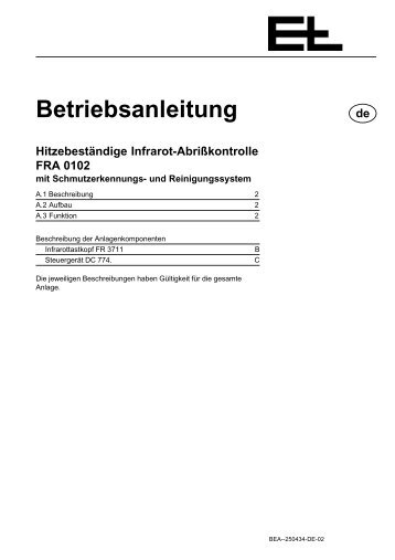 Hitzebeständige Infrarot-Abrißkontrolle FRA 0102 - Erhardt+Leimer