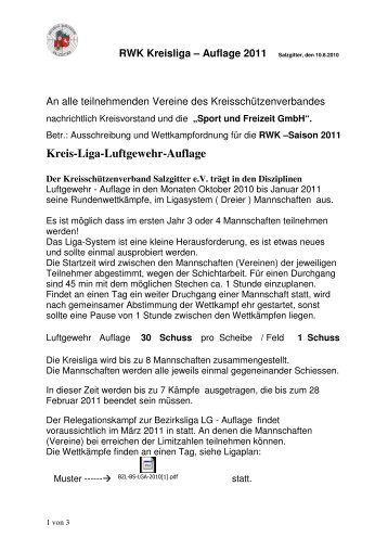 RWK Kreisliga-LG - Auflage 2011 - Kreisschützenverband Salzgitter ...