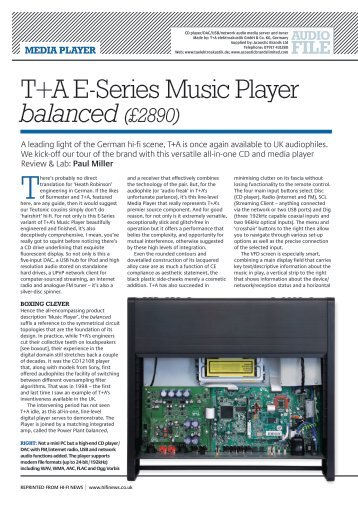 T+A E-Series Music Player balanced(£2890) - T+A Elektroakustik
