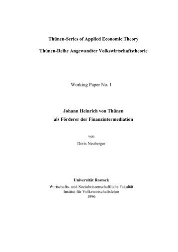 Thünen und Finanzintermediation - Universität Rostock